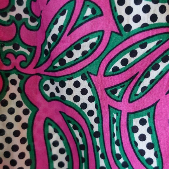 J. Crew Factory pink green swirl polka dot shirt XS 0 2 - Picture 6 of 11